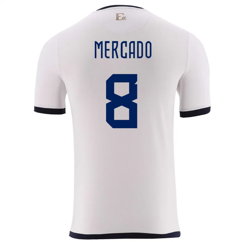 Danxen Bambino Maglia Ecuador Patrik Mercado #8 Bianco Kit Gara Away 24-26 Maglietta
