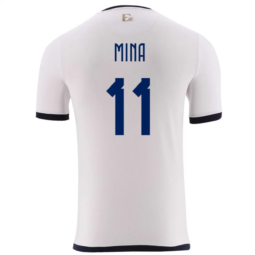 Danxen Bambino Maglia Ecuador Ariel Mina #11 Bianco Kit Gara Away 24-26 Maglietta