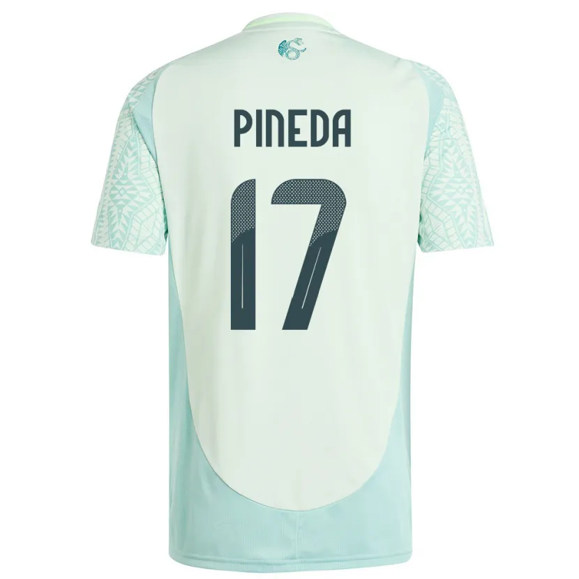 Danxen Bambino Maglia Messico Orbelin Pineda #17 Lino Verde Kit Gara Away 24-26 Maglietta