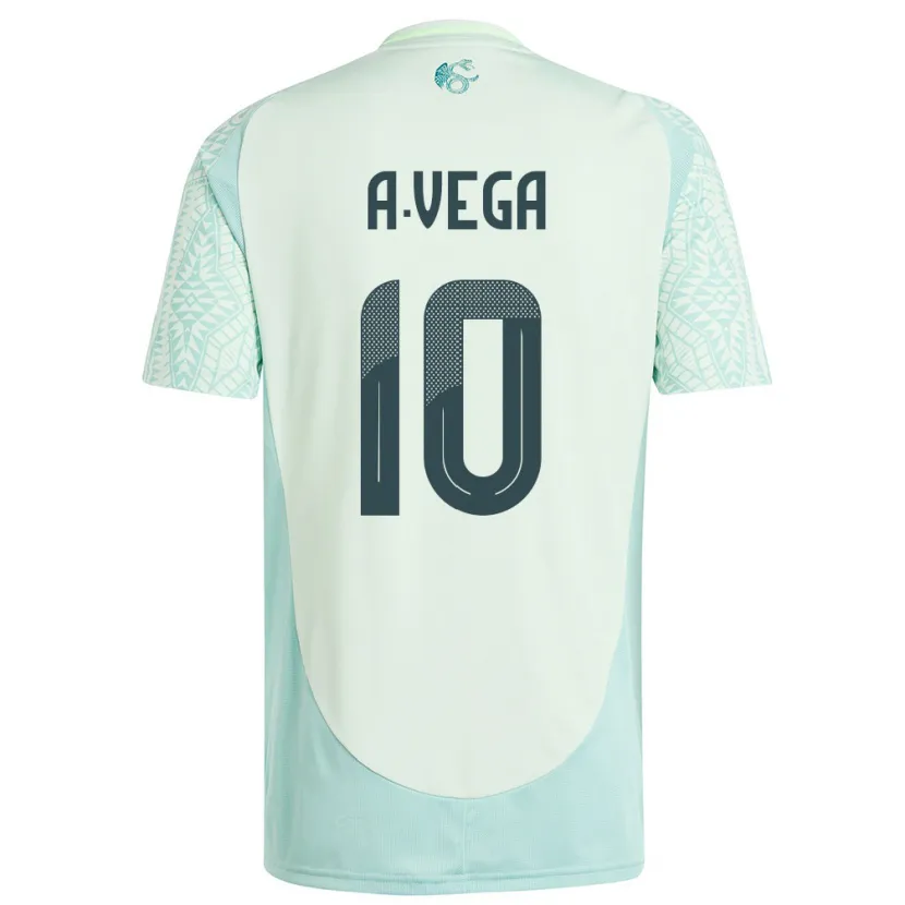 Danxen Bambino Maglia Messico Alexis Vega #10 Lino Verde Kit Gara Away 24-26 Maglietta