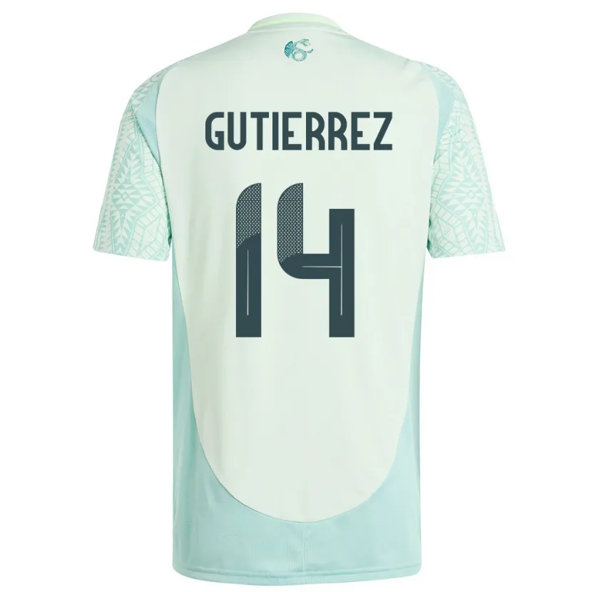 Danxen Bambino Maglia Messico Erick Gutierrez #14 Lino Verde Kit Gara Away 24-26 Maglietta