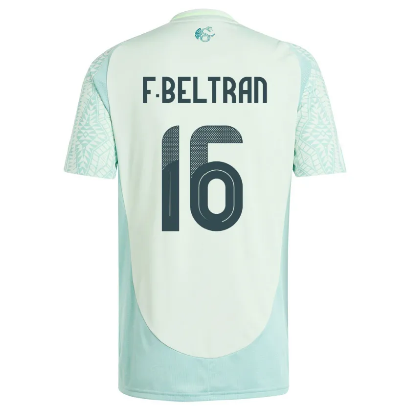 Danxen Bambino Maglia Messico Fernando Beltran #16 Lino Verde Kit Gara Away 24-26 Maglietta