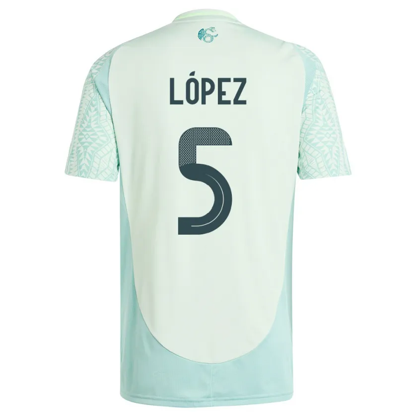 Danxen Bambino Maglia Messico Jimena Lopez #5 Lino Verde Kit Gara Away 24-26 Maglietta