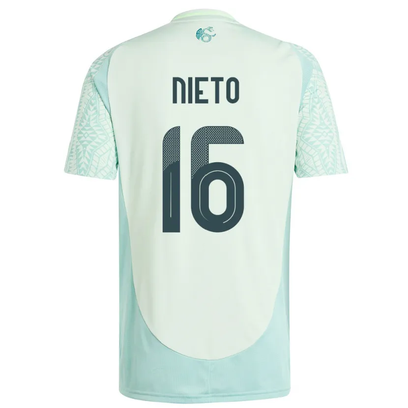 Danxen Bambino Maglia Messico Karla Nieto #16 Lino Verde Kit Gara Away 24-26 Maglietta