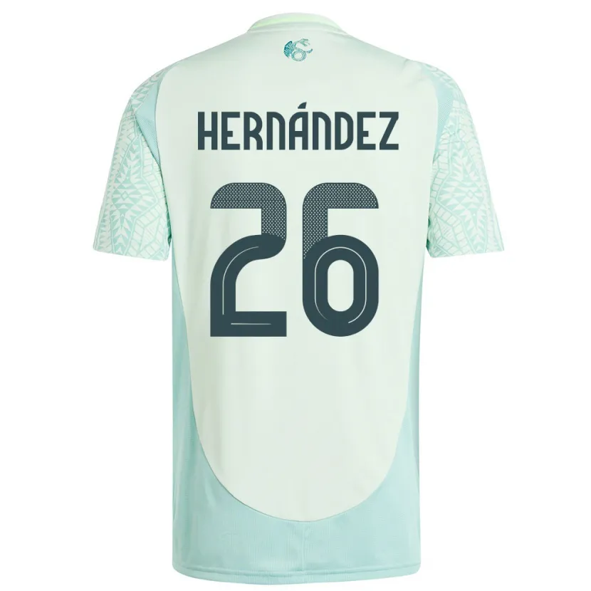 Danxen Bambino Maglia Messico Nicolette Hernandez #26 Lino Verde Kit Gara Away 24-26 Maglietta