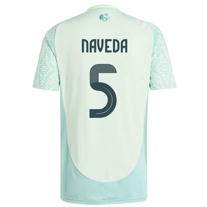 Danxen Bambino Maglia Messico Santiago Naveda #5 Lino Verde Kit Gara Away 24-26 Maglietta