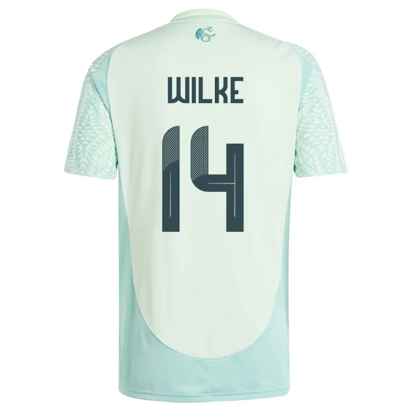 Danxen Bambino Maglia Messico Teun Wilke #14 Lino Verde Kit Gara Away 24-26 Maglietta
