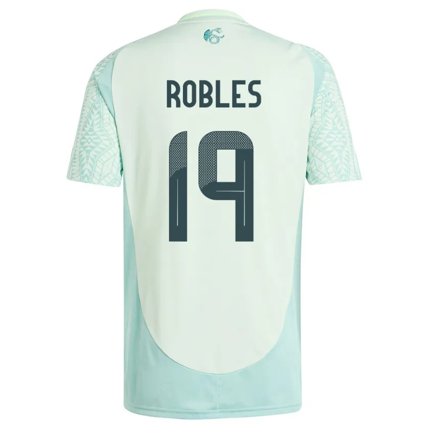Danxen Bambino Maglia Messico Angel Robles #19 Lino Verde Kit Gara Away 24-26 Maglietta