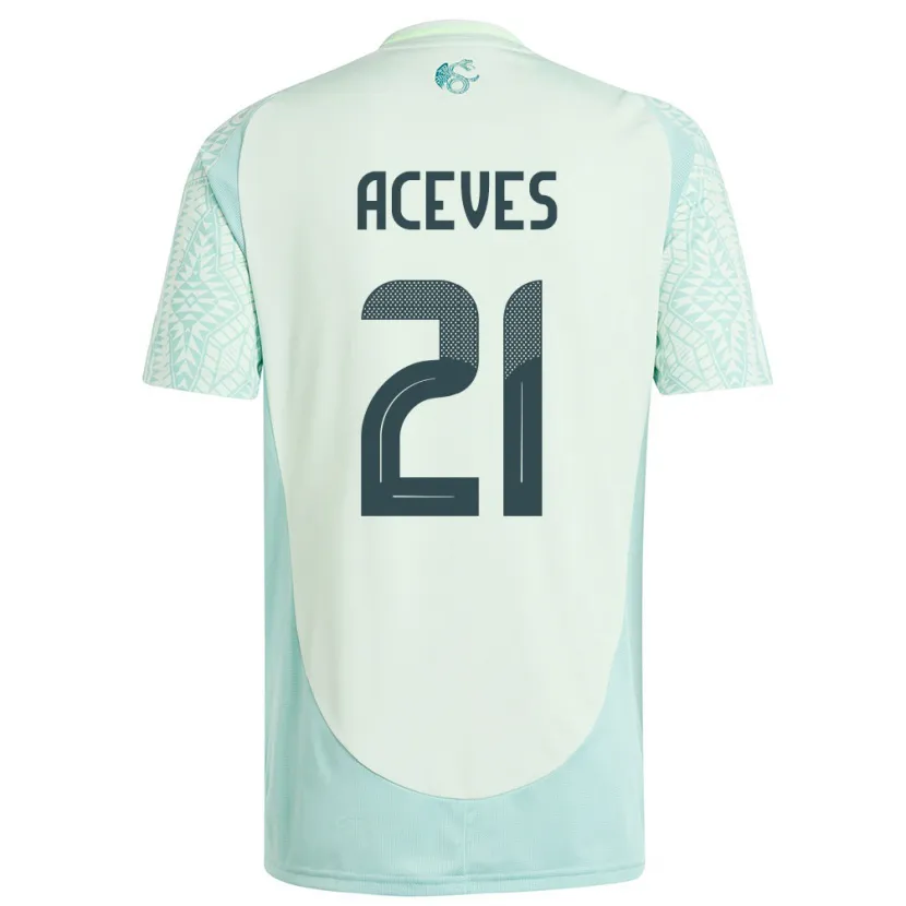 Danxen Bambino Maglia Messico Daniel Aceves #21 Lino Verde Kit Gara Away 24-26 Maglietta
