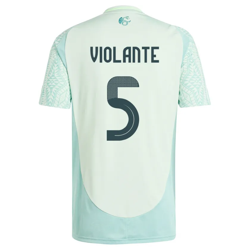 Danxen Bambino Maglia Messico Isaias Violante #5 Lino Verde Kit Gara Away 24-26 Maglietta