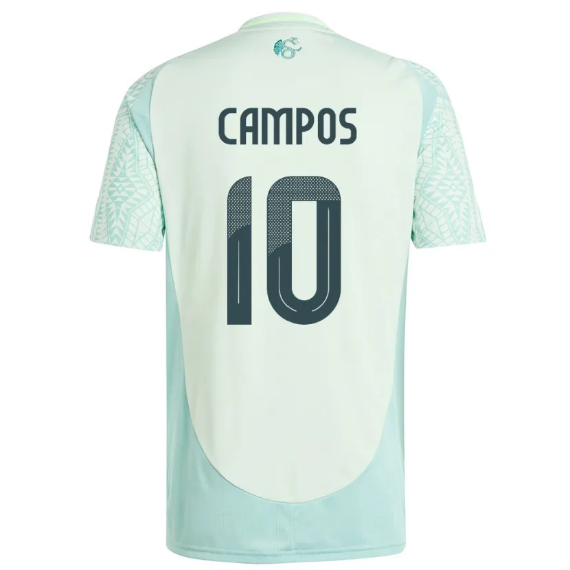 Danxen Bambino Maglia Messico Karel Campos #10 Lino Verde Kit Gara Away 24-26 Maglietta
