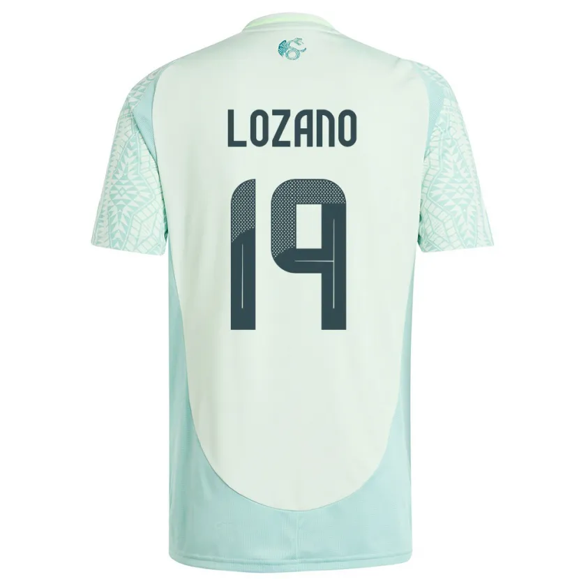 Danxen Bambino Maglia Messico Esteban Lozano #19 Lino Verde Kit Gara Away 24-26 Maglietta