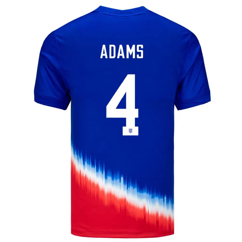 Danxen Bambino Maglia Stati Uniti Tyler Adams #4 Blu Kit Gara Away 24-26 Maglietta