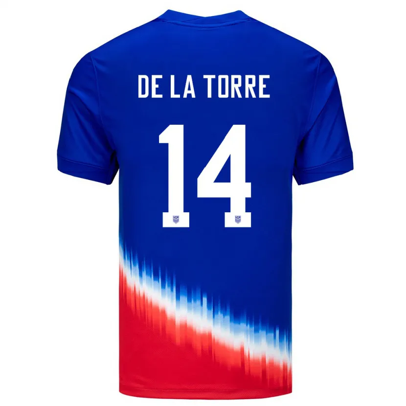 Danxen Bambino Maglia Stati Uniti Luca De La Torre #14 Blu Kit Gara Away 24-26 Maglietta