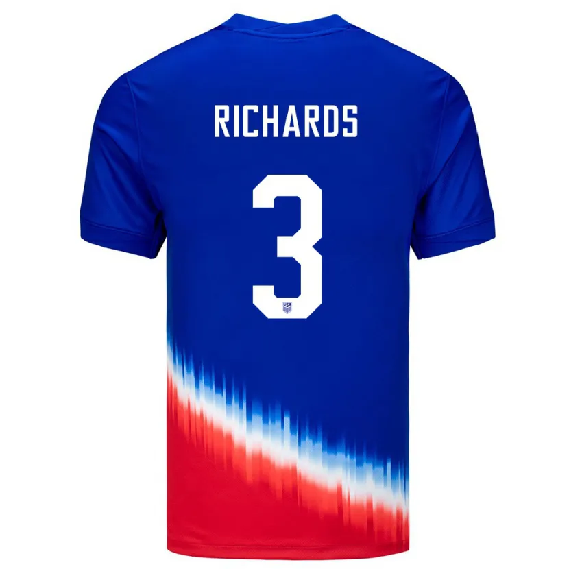 Danxen Bambino Maglia Stati Uniti Chris Richards #3 Blu Kit Gara Away 24-26 Maglietta