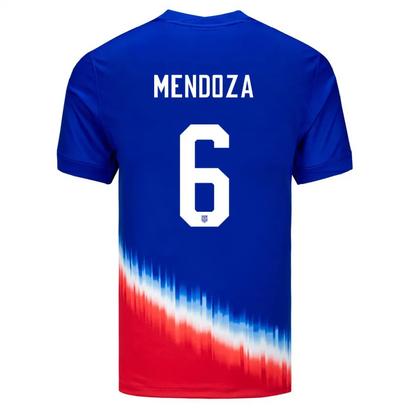Danxen Bambino Maglia Stati Uniti Edwyn Mendoza #6 Blu Kit Gara Away 24-26 Maglietta
