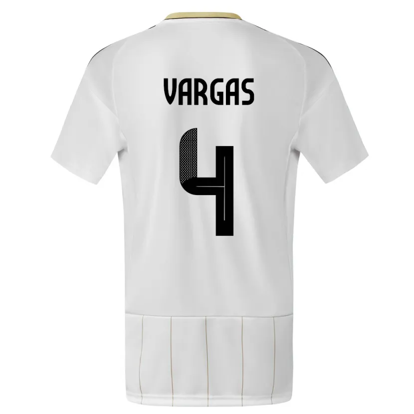 Danxen Bambino Maglia Costa Rica Juan Pablo Vargas #4 Bianco Kit Gara Away 24-26 Maglietta