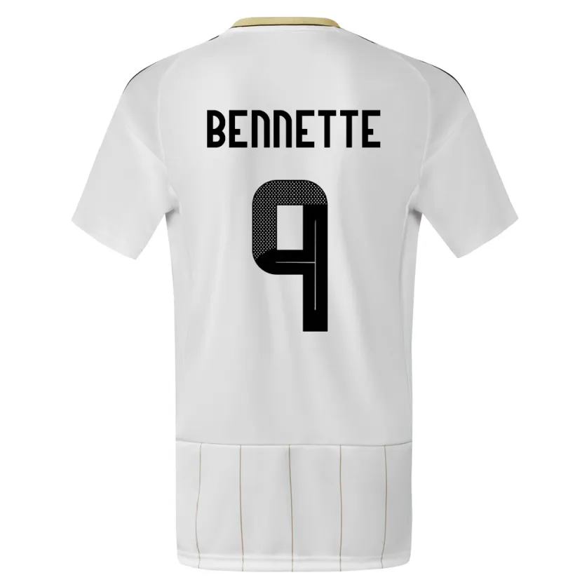 Danxen Bambino Maglia Costa Rica Jewison Bennette #9 Bianco Kit Gara Away 24-26 Maglietta