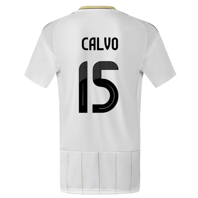 Danxen Bambino Maglia Costa Rica Francisco Calvo #15 Bianco Kit Gara Away 24-26 Maglietta