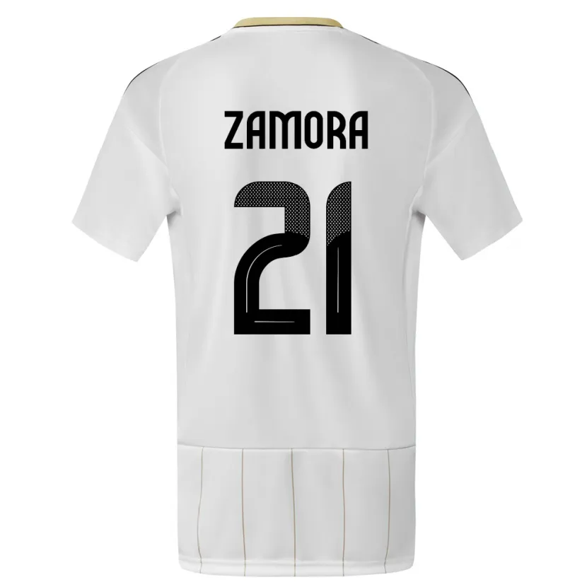Danxen Bambino Maglia Costa Rica Alvaro Zamora #21 Bianco Kit Gara Away 24-26 Maglietta