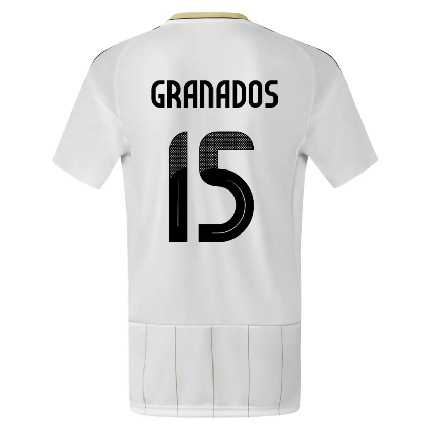 Danxen Bambino Maglia Costa Rica Cristin Granados #15 Bianco Kit Gara Away 24-26 Maglietta