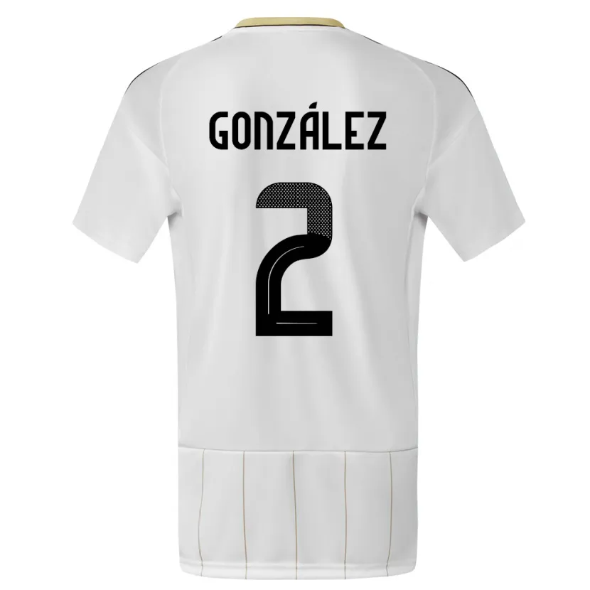 Danxen Bambino Maglia Costa Rica Julian Gonzalez #2 Bianco Kit Gara Away 24-26 Maglietta