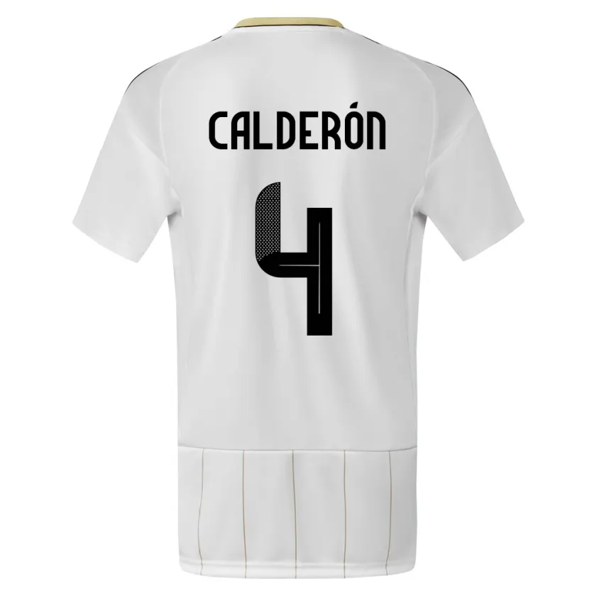 Danxen Bambino Maglia Costa Rica Brandon Calderon #4 Bianco Kit Gara Away 24-26 Maglietta
