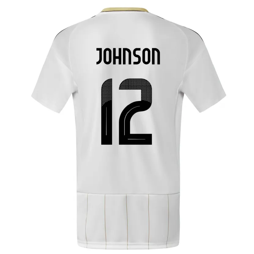 Danxen Bambino Maglia Costa Rica Shawn Johnson #12 Bianco Kit Gara Away 24-26 Maglietta