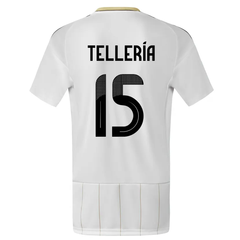 Danxen Bambino Maglia Costa Rica Jostin Telleria #15 Bianco Kit Gara Away 24-26 Maglietta