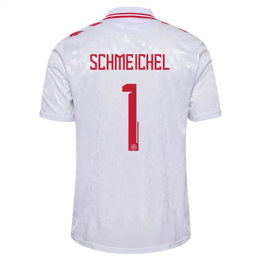 Danxen Bambino Maglia Danimarca Kasper Schmeichel #1 Bianco Kit Gara Away 24-26 Maglietta