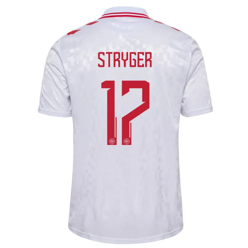 Danxen Bambino Maglia Danimarca Jens Stryger Larsen #17 Bianco Kit Gara Away 24-26 Maglietta