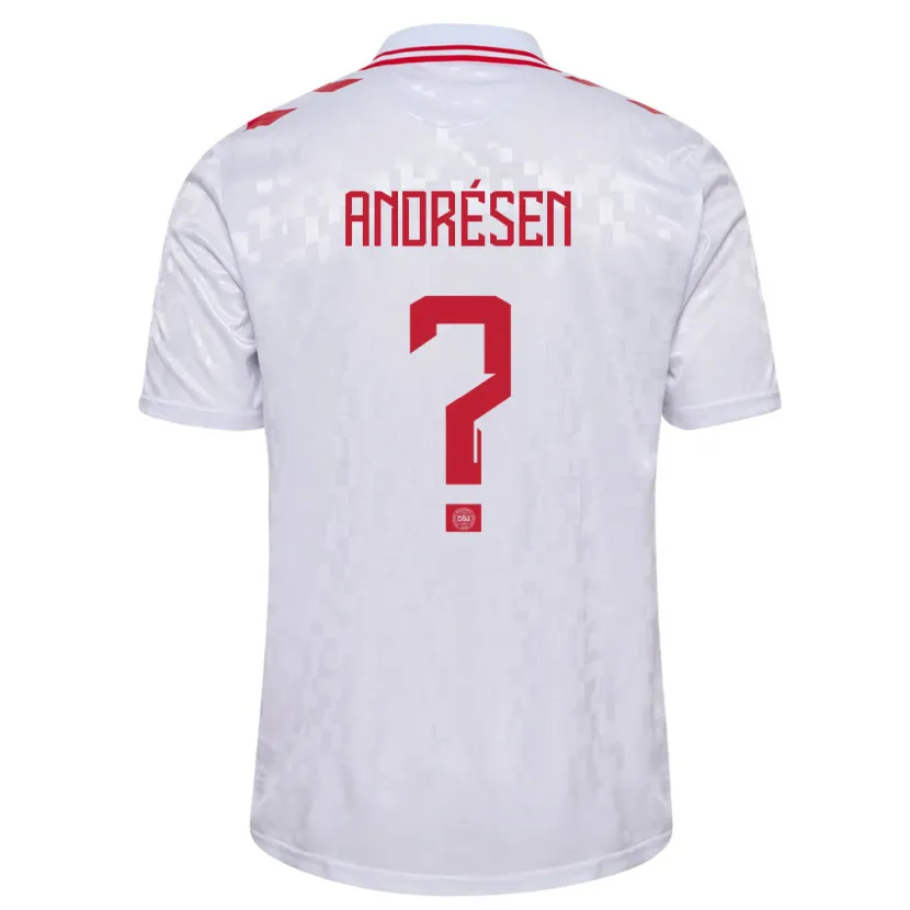 Danxen Bambino Maglia Danimarca Aske Andrésen #0 Bianco Kit Gara Away 24-26 Maglietta