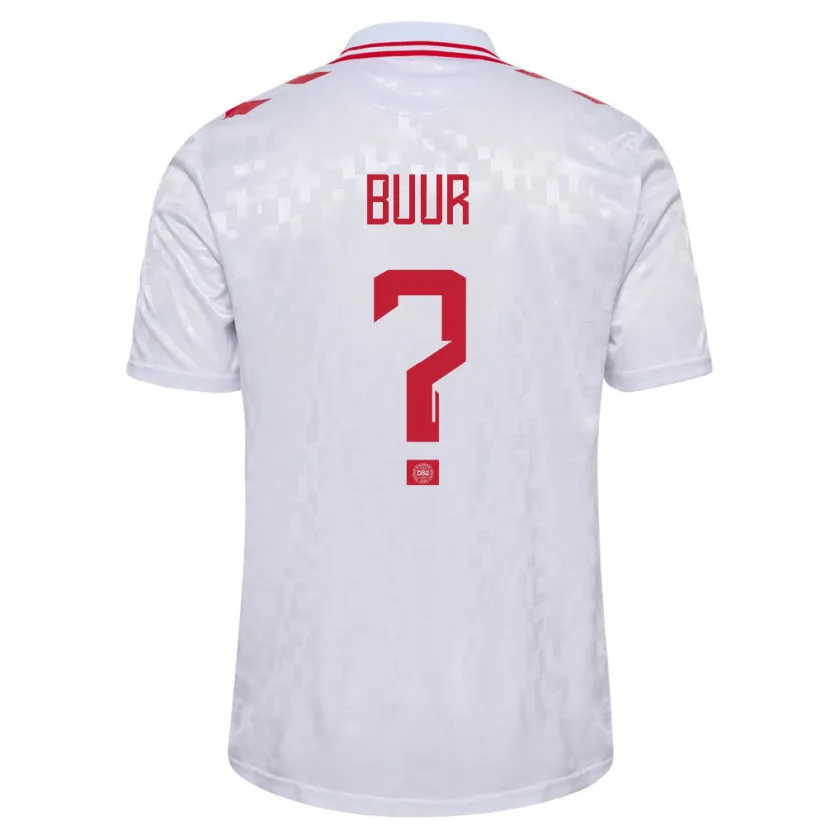 Danxen Bambino Maglia Danimarca Oscar Buur #0 Bianco Kit Gara Away 24-26 Maglietta
