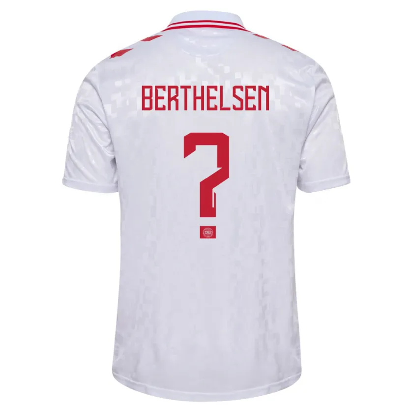 Danxen Bambino Maglia Danimarca Villum Berthelsen #0 Bianco Kit Gara Away 24-26 Maglietta