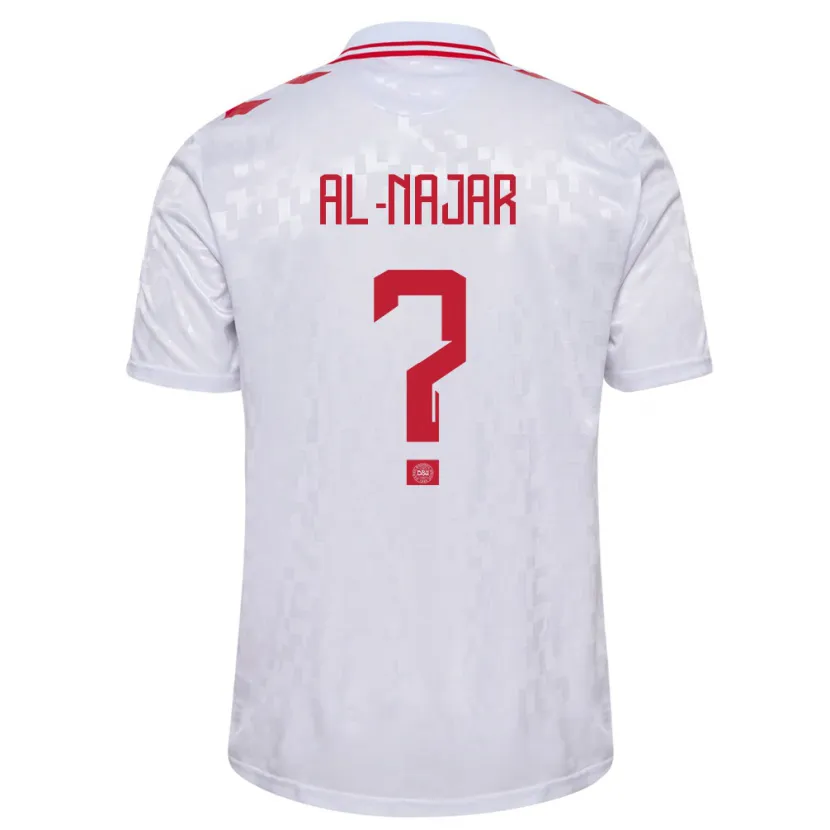Danxen Bambino Maglia Danimarca Ali Al-Najar #0 Bianco Kit Gara Away 24-26 Maglietta