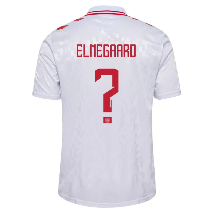 Danxen Bambino Maglia Danimarca Tobias Elnegaard #0 Bianco Kit Gara Away 24-26 Maglietta
