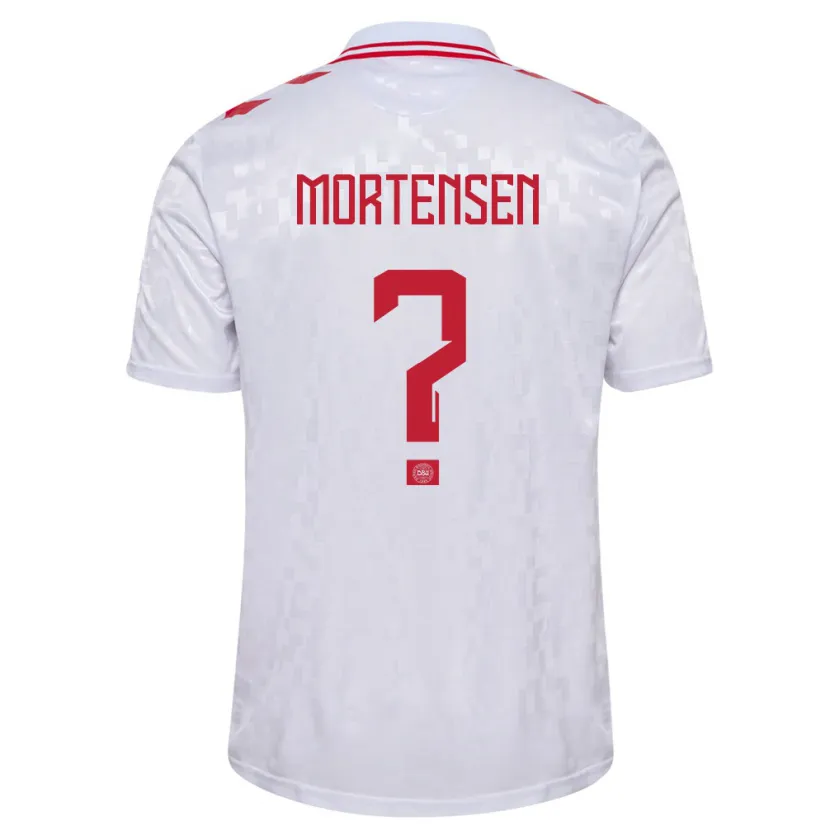 Danxen Bambino Maglia Danimarca Malthe Mortensen #0 Bianco Kit Gara Away 24-26 Maglietta
