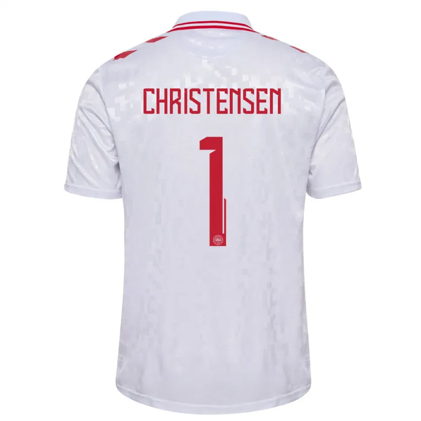 Danxen Bambino Maglia Danimarca Lene Christensen #1 Bianco Kit Gara Away 24-26 Maglietta