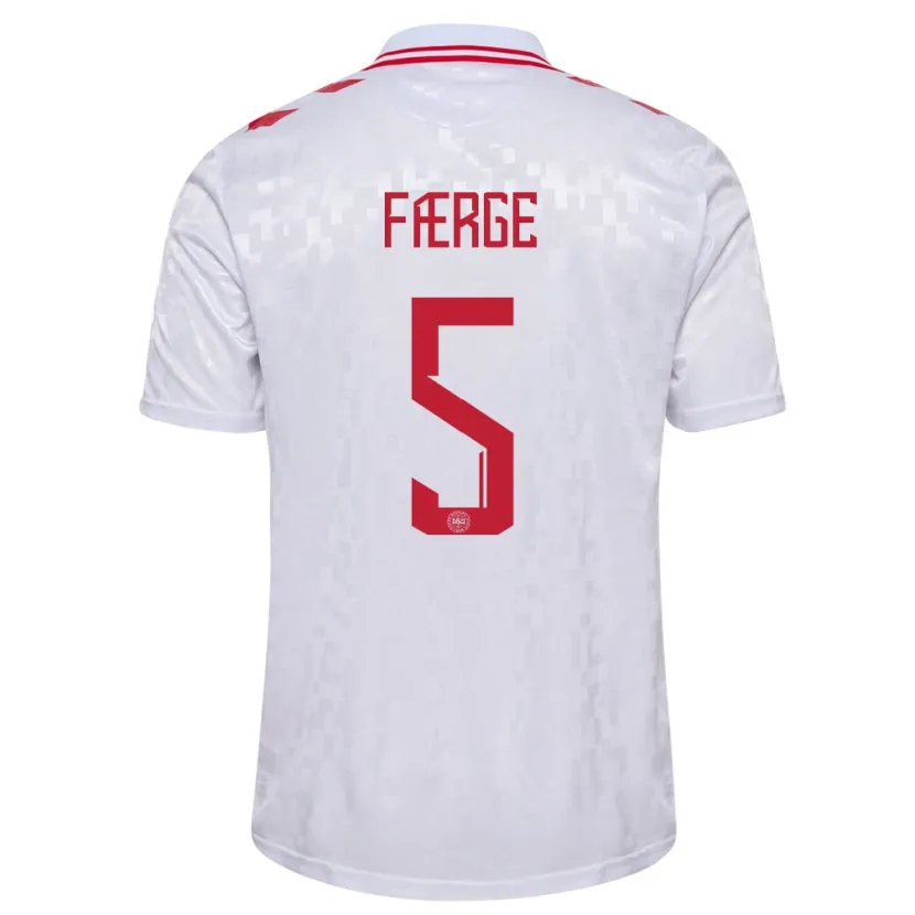 Danxen Bambino Maglia Danimarca Emma Færge #5 Bianco Kit Gara Away 24-26 Maglietta