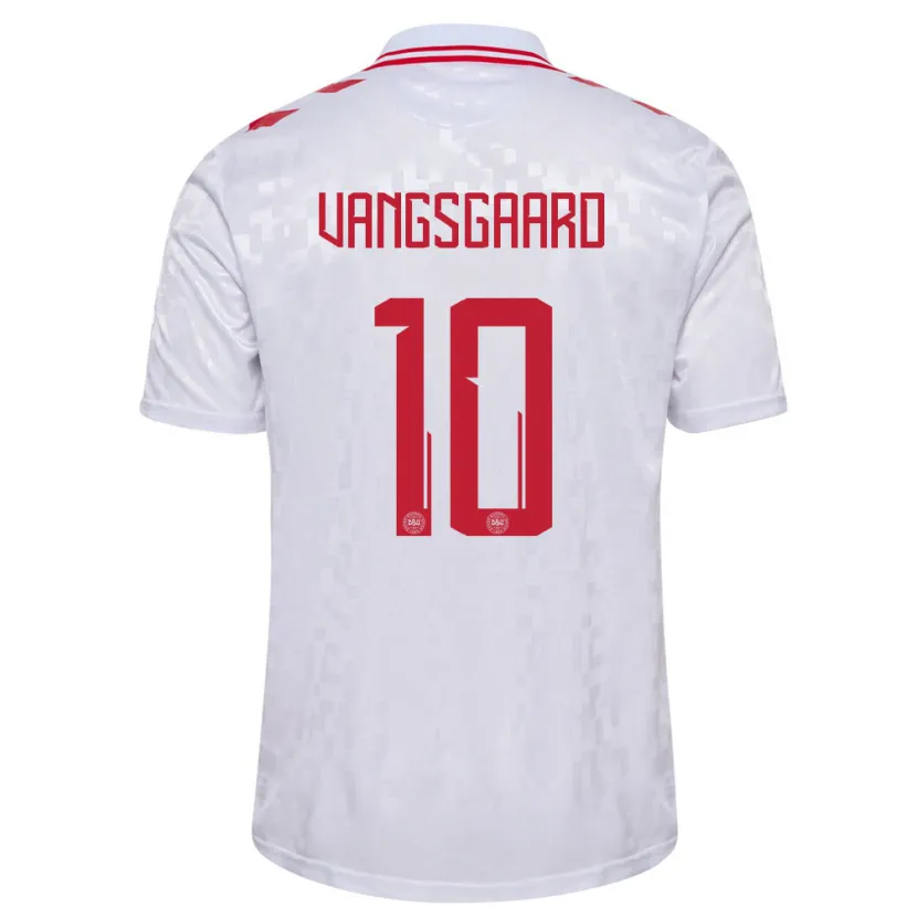 Danxen Bambino Maglia Danimarca Amalie Vangsgaard #10 Bianco Kit Gara Away 24-26 Maglietta