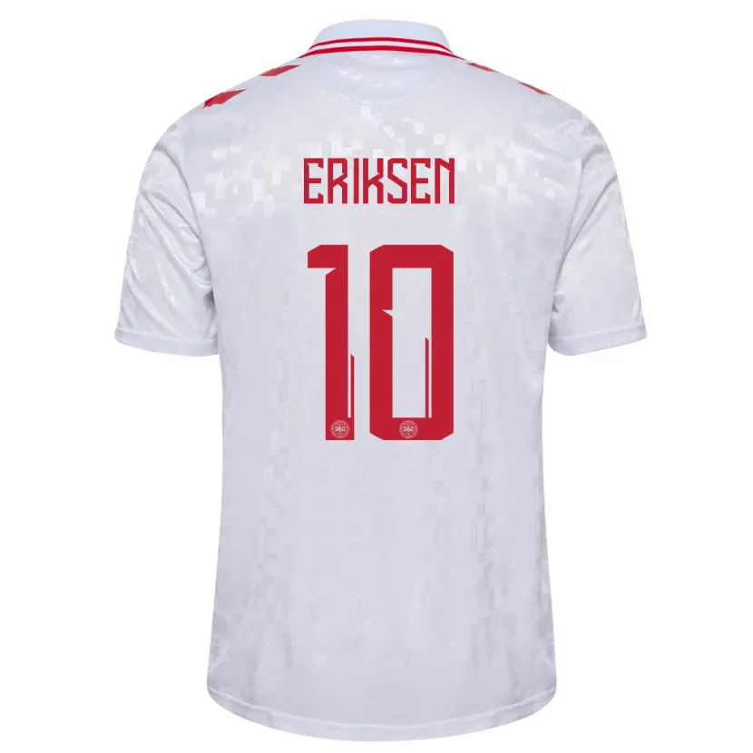 Danxen Bambino Maglia Danimarca Christian Eriksen #10 Bianco Kit Gara Away 24-26 Maglietta