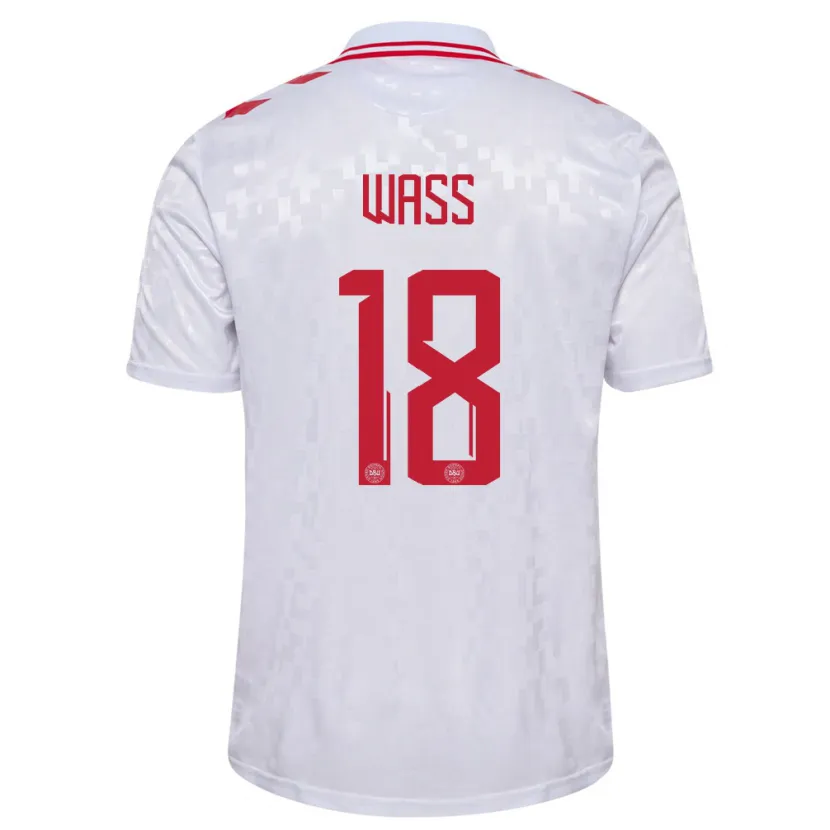 Danxen Bambino Maglia Danimarca Daniel Wass #18 Bianco Kit Gara Away 24-26 Maglietta