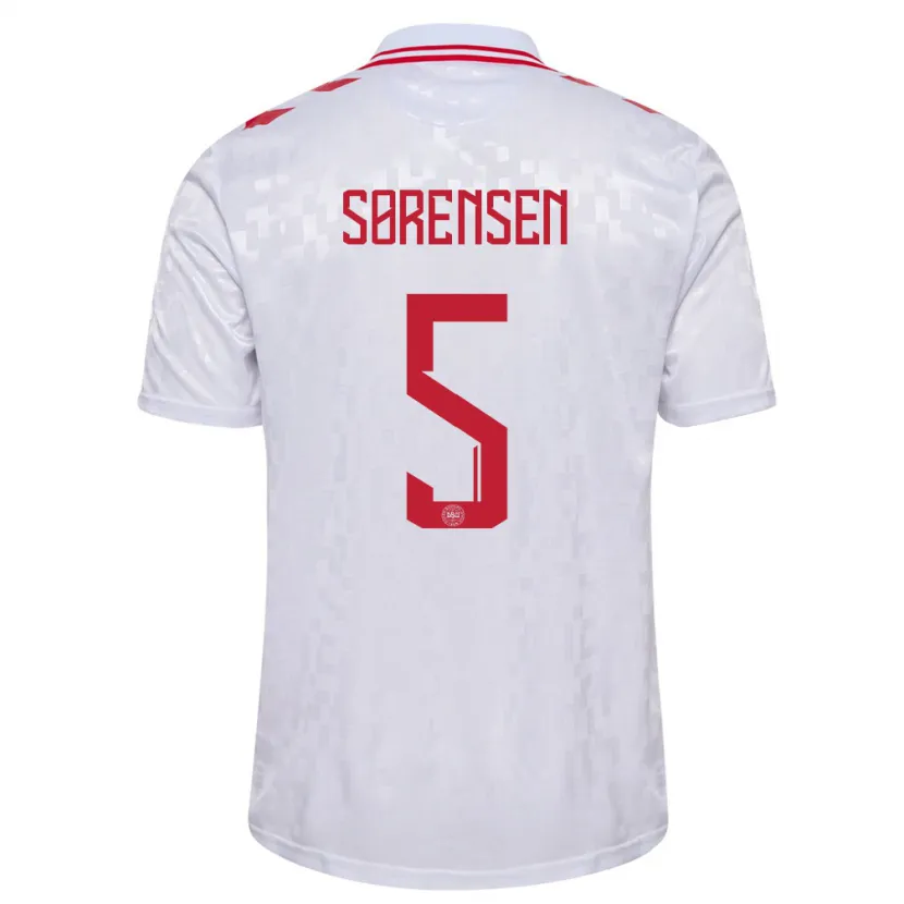 Danxen Bambino Maglia Danimarca Simone Boye Sorensen #5 Bianco Kit Gara Away 24-26 Maglietta