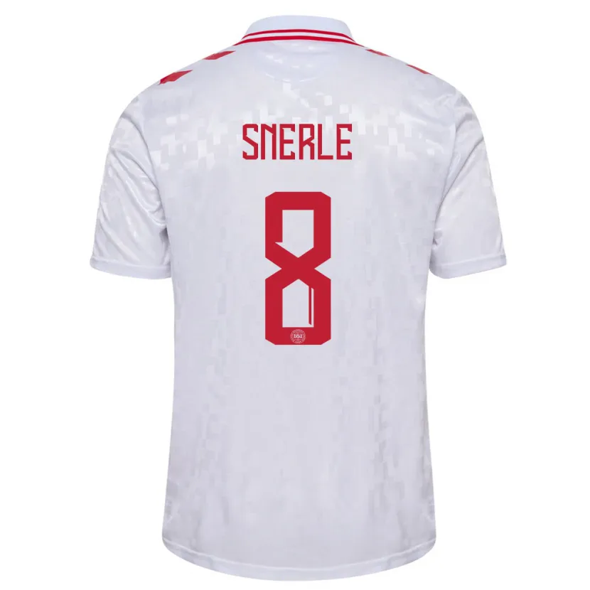 Danxen Bambino Maglia Danimarca Emma Snerle #8 Bianco Kit Gara Away 24-26 Maglietta