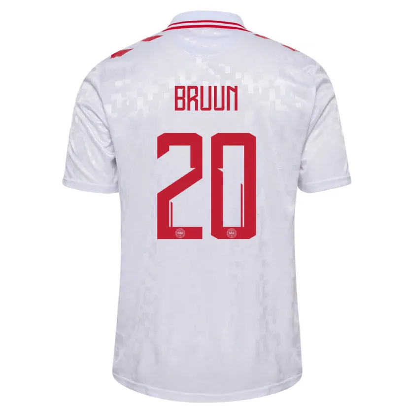 Danxen Bambino Maglia Danimarca Signe Bruun #20 Bianco Kit Gara Away 24-26 Maglietta