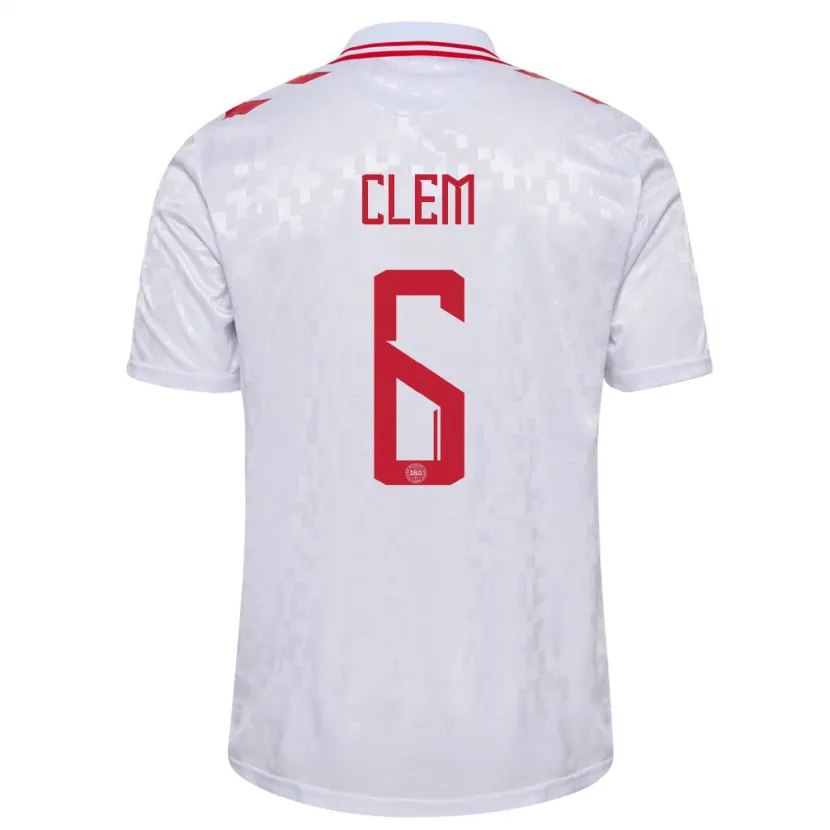Danxen Bambino Maglia Danimarca William Clem #6 Bianco Kit Gara Away 24-26 Maglietta