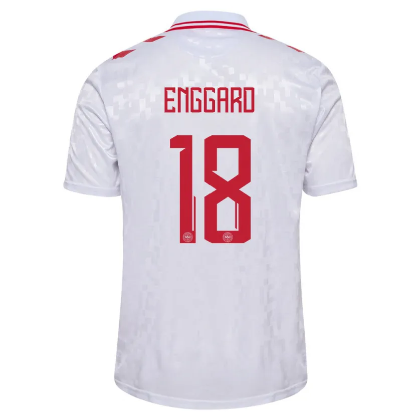 Danxen Bambino Maglia Danimarca Mads Enggard #18 Bianco Kit Gara Away 24-26 Maglietta