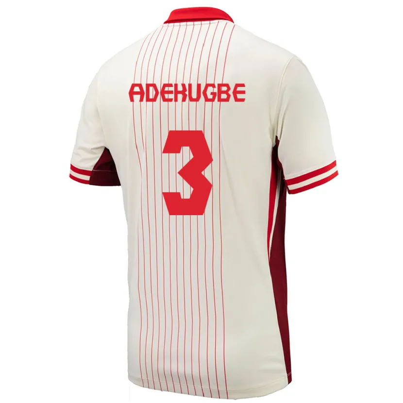 Danxen Bambino Maglia Canada Samuel Adekugbe #3 Bianco Kit Gara Away 24-26 Maglietta