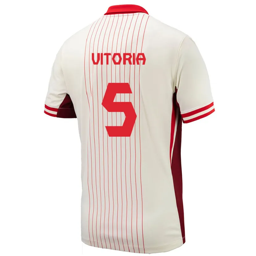 Danxen Bambino Maglia Canada Steven Vitória #5 Bianco Kit Gara Away 24-26 Maglietta