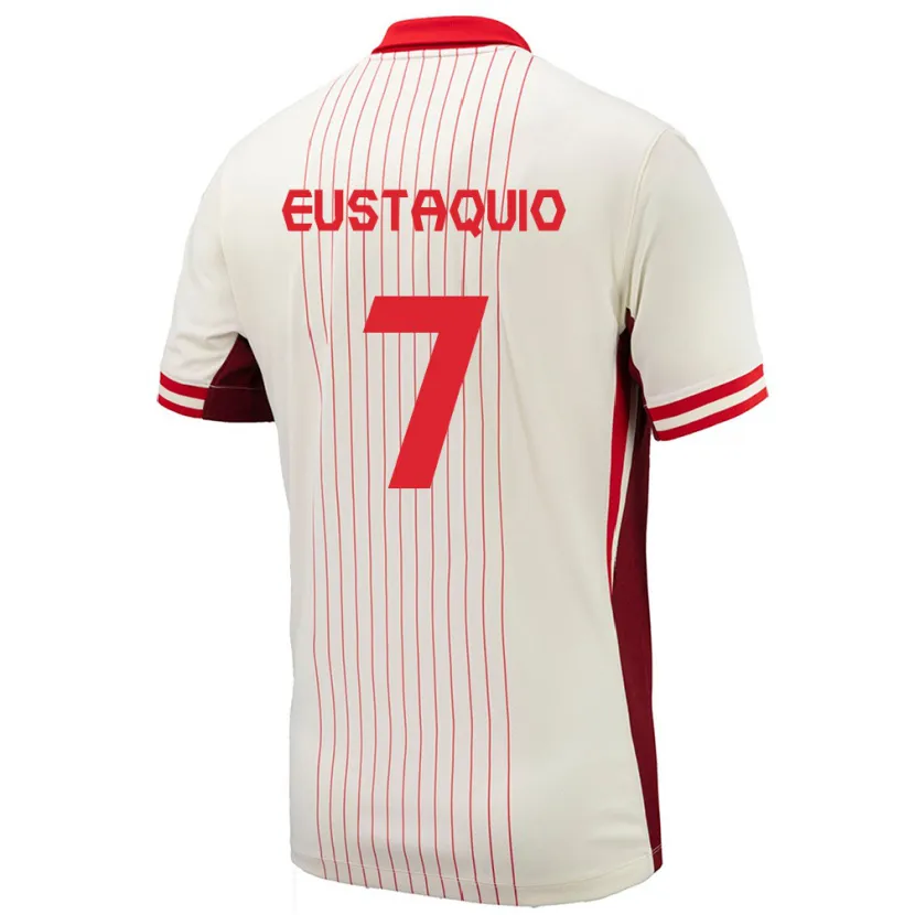 Danxen Bambino Maglia Canada Stephen Eustáquio #7 Bianco Kit Gara Away 24-26 Maglietta